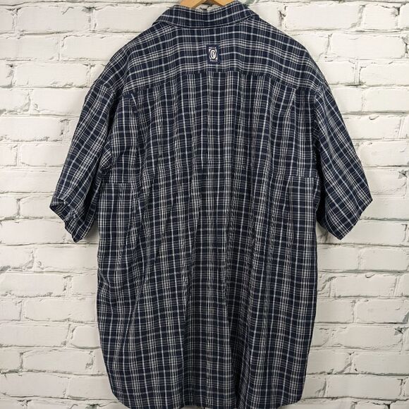 Vintage y2k pelle pelle short sleeve shirt black and blue checks Large - Picture 2 of 7
